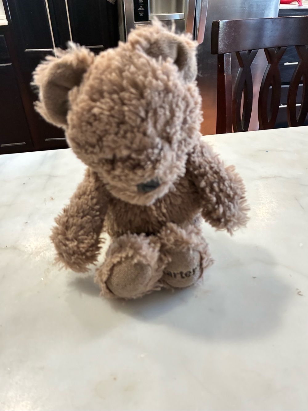 2015 Carter's 66807 Brown Bear Embroidered Foot Lovey Plush Beanbag Toy
